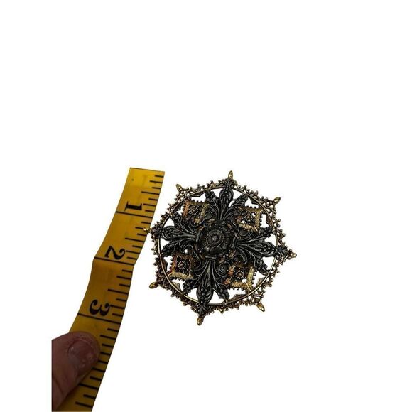 Large Victorian Style Cross Brooch Filigree Mariner's Compass Nautical - Picture 4 of 7